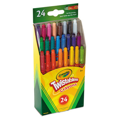 Twistables Mini Crayons, Miniature Size, 0.44" x 4", 24 Assorted Colors, 24/Pack