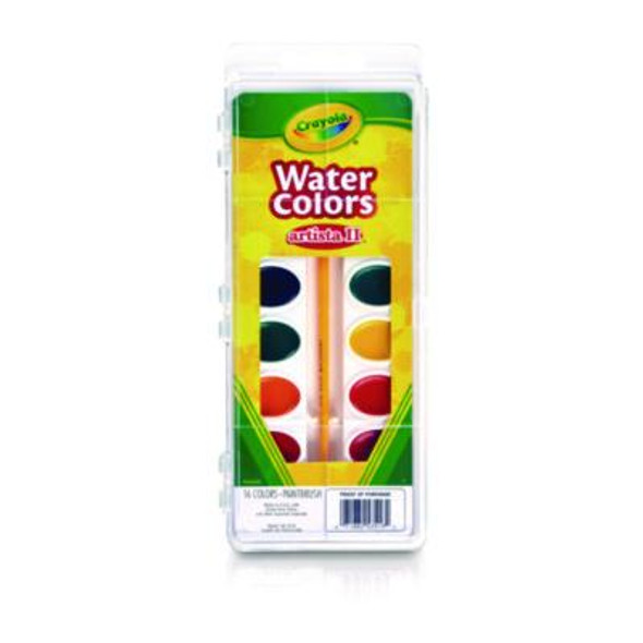 Artista Ii Washable Watercolor Set, 16 Assorted Colors, Palette Tray