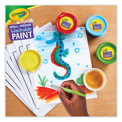 Spill Proof Washable Paints, 5 Colors, 1.4 Oz Cups, 5 Sets/Carton