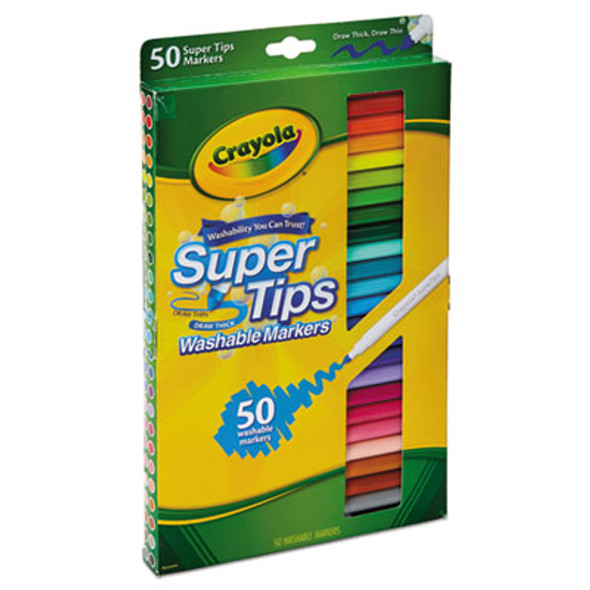 Washable Super Tips Markers, Fine/Broad Bullet Tips, Assorted Colors, 50/Set