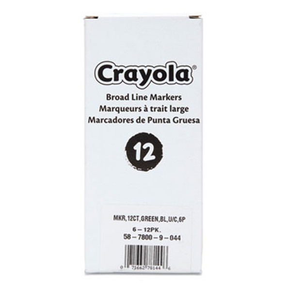Broad Line Washable Markers, Broad Bullet Tip, Green, 12/Box