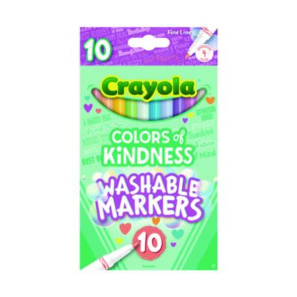 Colors Of Kindness Fine Line Washable Markers, Fine Bullet Tip, Assorted Colors, 10/Box