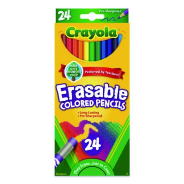 Erasable Color Pencil Set, 3.3 Mm, 2B, Assorted Lead And Barrel Colors, 24/Pack