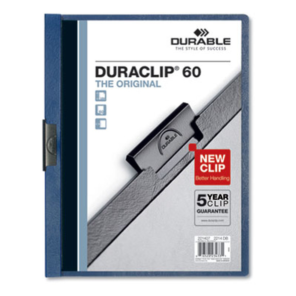 Duraclip Report Cover, Clip Fastener, 8.5 X 11, Clear/Dark Blue, 25/Box