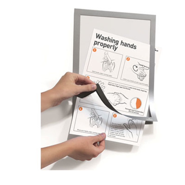 Duraframe Sign Holder, 8.5 x 11, Silver Frame, 2/Pack