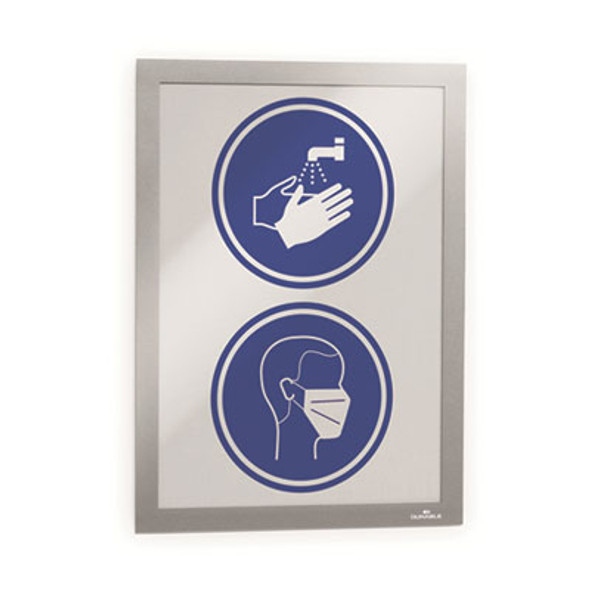 Duraframe Sign Holder, 5.5 x 8.5, Silver, 2/Pack