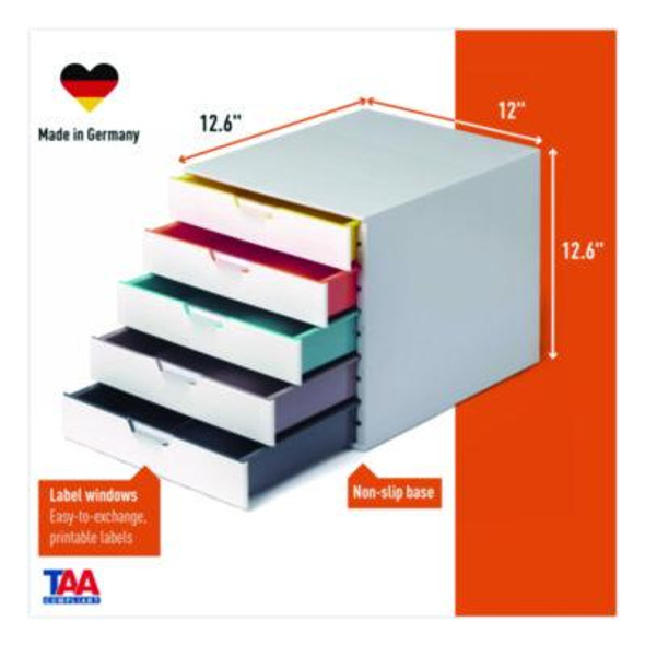 Desktop Document Sorter, 5 Sections, For File Size A4 To C4, 11 x 14 x 11.5, Assorted Colors