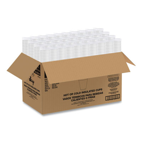 Breeze Hot/Cold Insulated Foam Drinking Cups, 12 Oz, Brown/White/Blue, 1,000/Carton