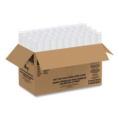 Breeze Hot/Cold Insulated Foam Drinking Cups, 12 Oz, Brown/White/Blue, 1,000/Carton
