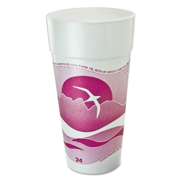 Horizon Hot/Cold Foam Drinking Cups, 24 Oz, Mauve, 20/Bag, 25 Bags/Carton
