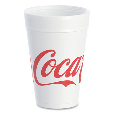 Coca-Cola Foam Cups, 32 Oz, White/Red, 25/Bag, 20 Bags/Carton