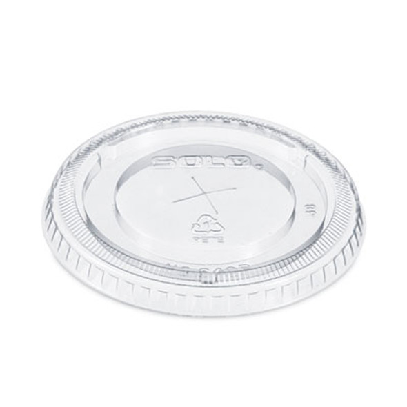 Pete Flat Straw-Slot Cold Cup Lids, Fits 12 Oz Cold Cups, Plastic, Clear, 100/Pack, 25 Packs/Carton