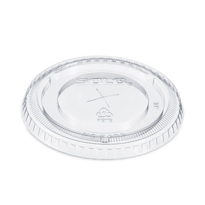 Pete Flat Straw-Slot Cold Cup Lids, Fits 12 Oz Cold Cups, Plastic, Clear, 100/Pack, 25 Packs/Carton