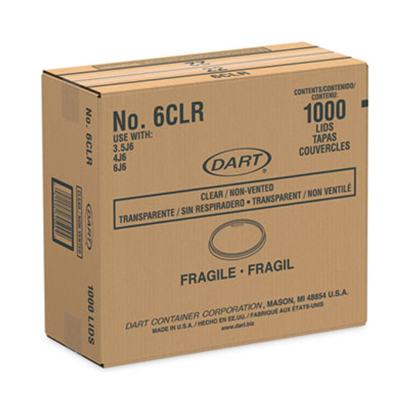 Non-Vented Container Lids, Clear, Plastic, 100/Pack, 10 Packs/Carton
