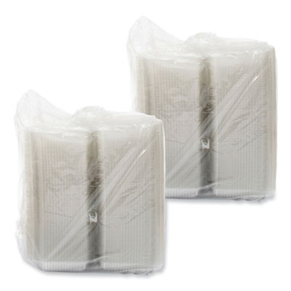 Staylock Clear Hinged Lid Containers, 6.8 x 9.4 x 2.6, Clear, Plastic, 125/Pack, 2 Packs/Carton