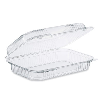 Staylock Clear Hinged Lid Containers, 6.8 x 9.4 x 2.6, Clear, Plastic, 125/Pack, 2 Packs/Carton