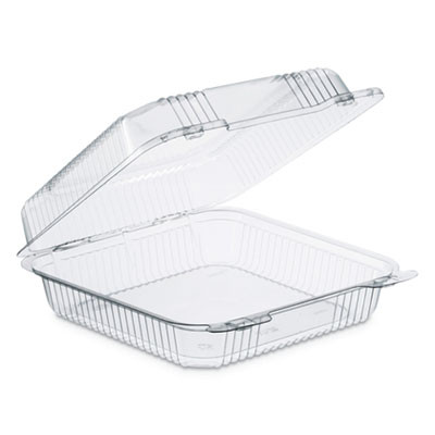 Staylock Clear Hinged Lid Containers, 8.6 x 9 x 3, Clear, Plastic, 200/Carton