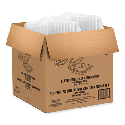Clearseal Hinged-Lid Plastic Containers, 9.3 x 8.83 x 3, Clear, 200/Carton