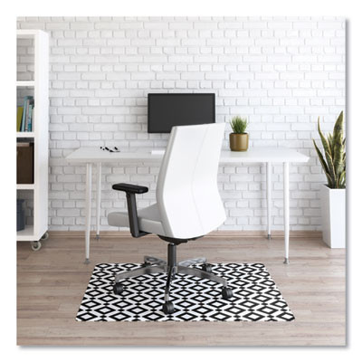 Fashionmat Chair Mat For Flat Pile Carpeted And Hard Floors, Rectangular, Straight Edges, 35" x 40", White/Black