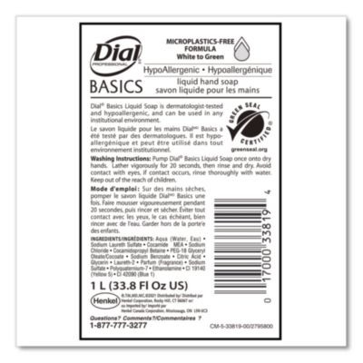 Basics Mp Free Liquid Hand Soap Refill, Unscented, 1 L, 8/Carton