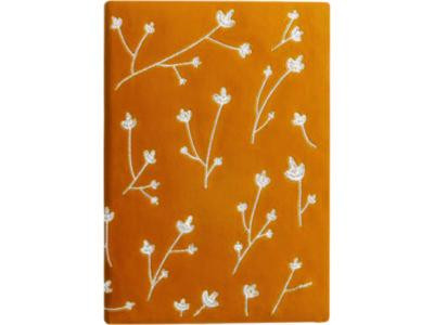 Vegan-Leather Layflat Flexible Cover Journal, Samantha Branches/Leaves, College Rule, Orange/Cream Cover, (72) 8 x 5.5 Sheets