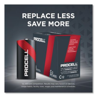 Professional Alkaline C Batteries, 12/Box