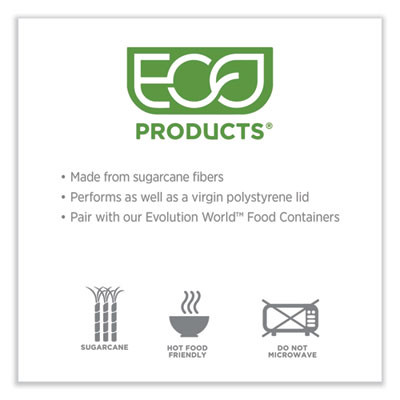 Evolution World Ecolid 25% Recycled Food Container Lid, Fits 12 To 32 Oz Containers, White, Plastic, 500/Carton