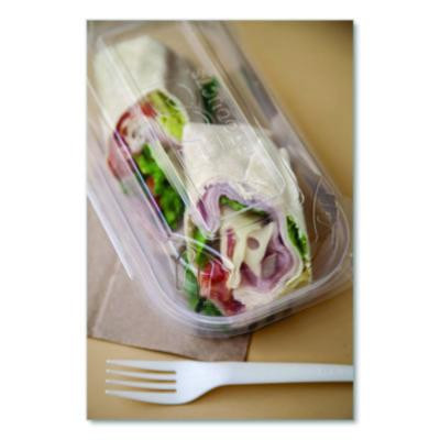 Renewable And Compostable Clear Clamshell Hinged Food Containers, 9 x 6 x 3, Plastic, 80/Pack, 3 Packs/Carton