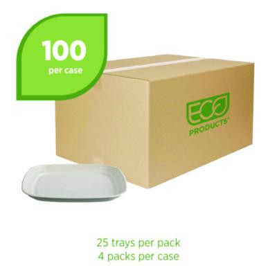 Regalia Renewable Sugarcane Tray, 9.06 x 14.37, White, Sugarcane, 100/Carton