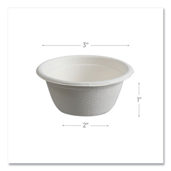 Vanguard Renewable And Compostable Sugarcane Portion Cups, 2 Oz, White, 2,500/Carton