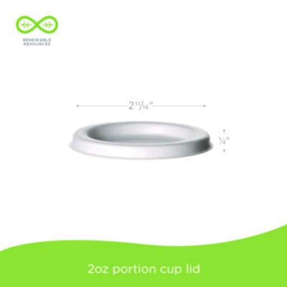 Vanguard Sugarcane Portion Cup Lid, Fits 2 Oz Portion Cups, White, 2,500/Carton