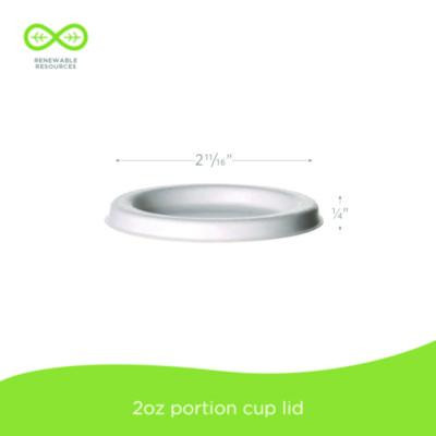 Vanguard Sugarcane Portion Cup Lid, Fits 2 Oz Portion Cups, White, 2,500/Carton