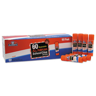 Washable School Glue Sticks, 0.24 Oz, Applies And Dries Clear, 60/Box