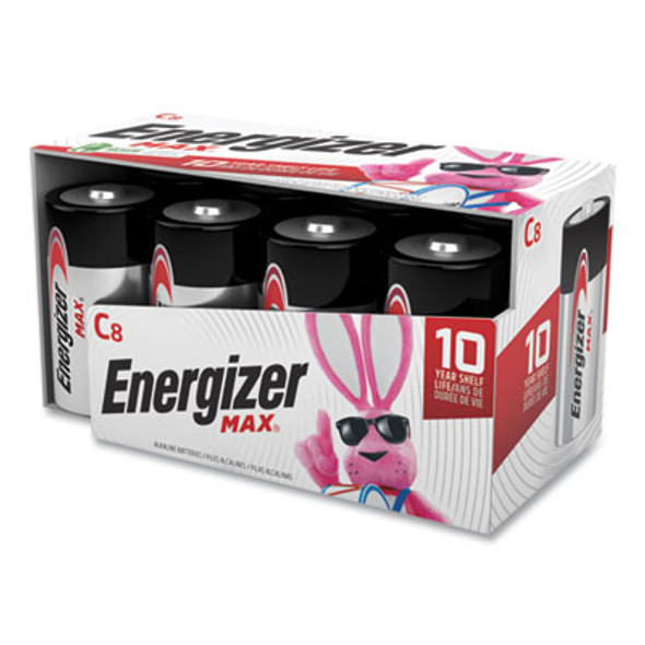 Max Alkaline C Batteries, 1.5 V, 8/Pack