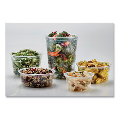 Microwavable Deli Containers, 24 Oz, 4.6" Diameter x 4.1" h, Clear, Plastic, 500/Carton