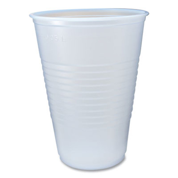 Rk Ribbed Cold Drink Cups, 14 Oz, Plastic, Clear, 50/Sleeve, 20 Sleeves/Carton