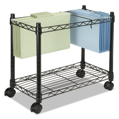 High-Capacity Rolling File Cart, Metal, 1 Shelf, 2 Bins, 24" X 14" X 20.5", Black