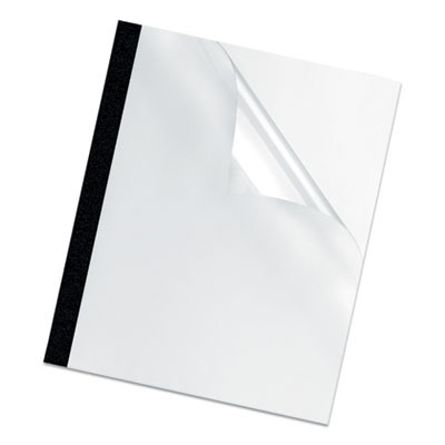 Thermal Binding System Presentation Covers, 30-Sheet Capacity, Plastic, Square Corners, 11 x 8.5, Clear/Matte Black, 10/Pack