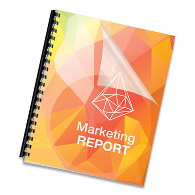 Crystals Presentation Covers For Binding Systems, 19-Hole Punched, Plastic, Square Corners, 11 x 8.5, Gloss Clear, 100/Pack