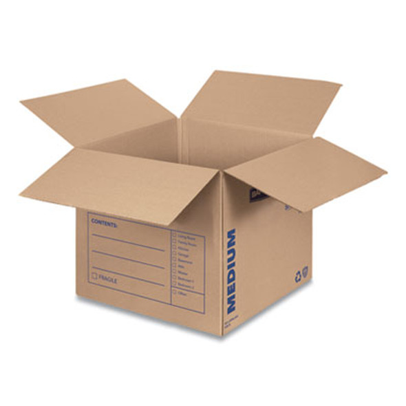 Smoothmove Basic Moving Boxes, Regular Slotted Container (Rsc), Medium, 18" x 18" x 16", Brown/Blue, 20/Bundle