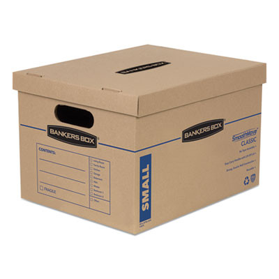Smoothmove Classic Moving/Storage Boxes, Half Slotted Container (Hsc), Small, 12" x 15" x 10", Brown/Blue, 20/Carton