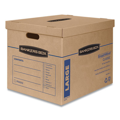 Smoothmove Classic Moving/Storage Boxes, Half Slotted Container (Hsc), Large, 17" x 21" x 17", Brown/Blue, 5/Carton