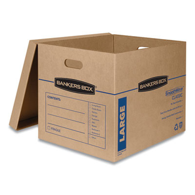 Smoothmove Classic Moving/Storage Boxes, Half Slotted Container (Hsc), Large, 17" x 21" x 17", Brown/Blue, 5/Carton