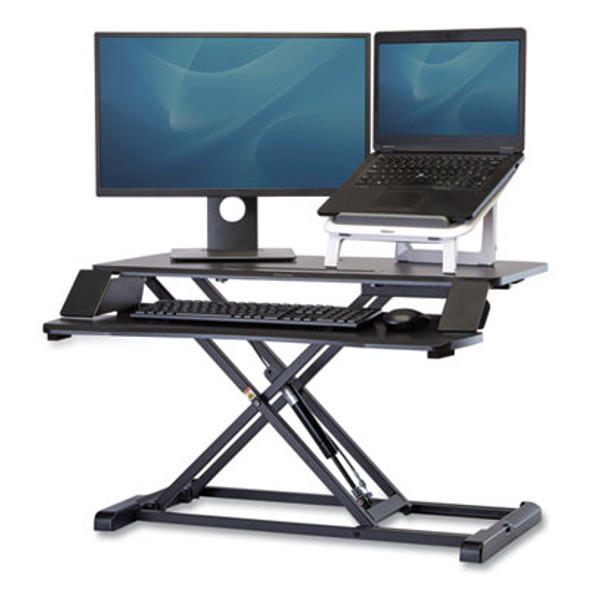 Corsivo Sit-Stand Workstation, 31.5" X 24.25" X 16", Black