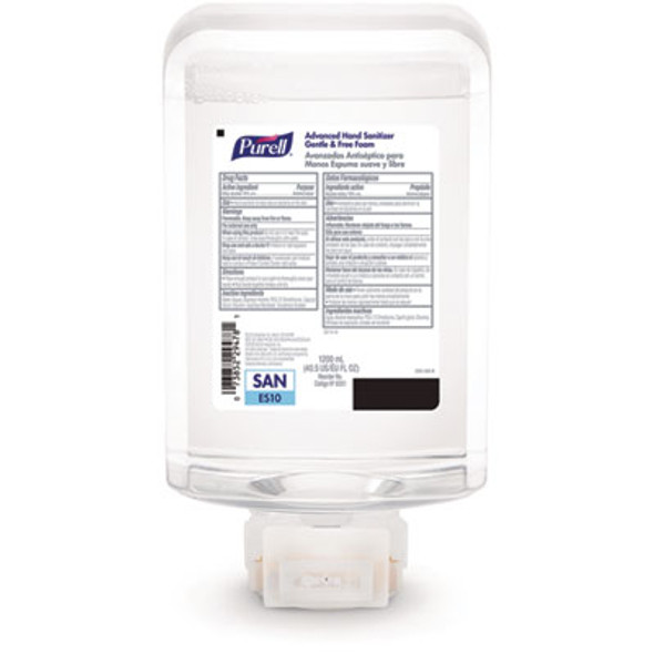 Advanced Hand Sanitizer Fragrance Free Foam, For Es10 Automatic Dispensers, 1,200 Ml Refill, Fragrance Free, 2/Carton