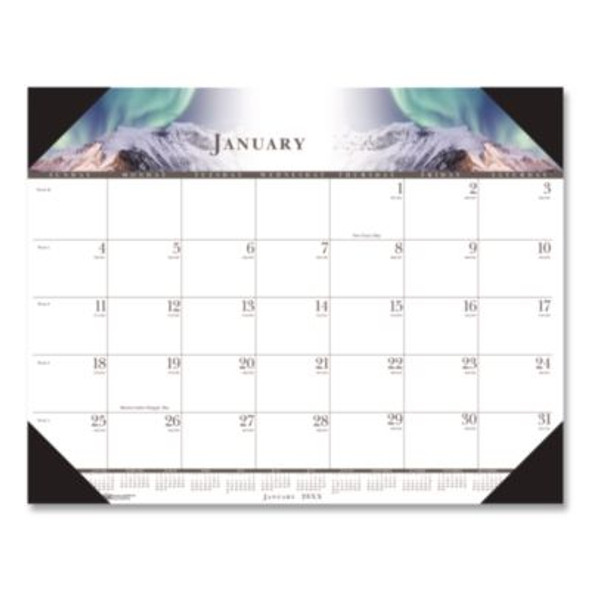 Recycled Full-Color Monthly Desk Pad Calendar, Nature Photography, 22 x 17, Black Binding/Corners,12-Month (Jan To Dec): 2026