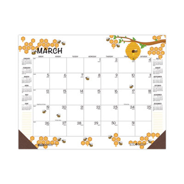 Recycled Honeycomb Desk Pad Calendar, Honeycomb Artwork, 18.5 x 13, White/Multicolor Sheets, 12-Month (Jan To Dec): 2026