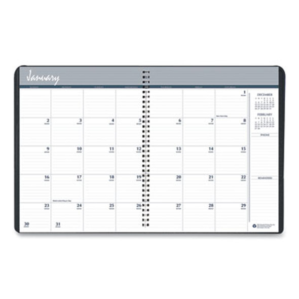 24-Month Recycled Ruled Monthly Planner, 11 x 8.5, Black Cover, 24-Month: Jan 2026 To Dec 2027