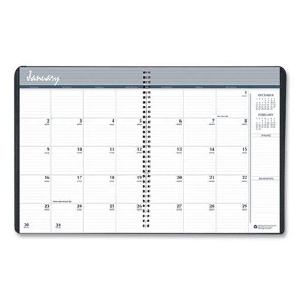 Monthly Hard Cover Two-Year Planner, 11 x 8.5, Black Cover, 24-Month: Jan 2026 To Dec 2027