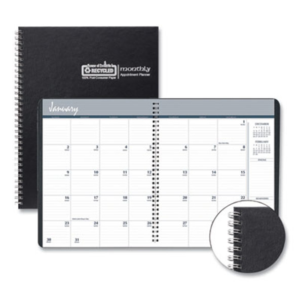 Monthly Hard Cover Planner, 11 x 8.5, Black Cover, 14-Month: Dec 2025 To Jan 2027